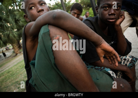 Street kids in central Port-au-Prince, Haiti. Stock Photo