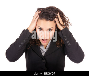 young business woman suddenly remember something important Stock Photo