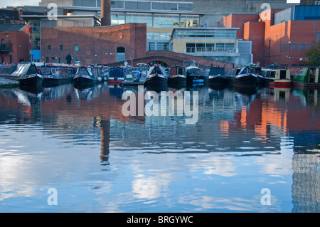 Birmingham canal reflections, Gas St basin, UK Stock Photo