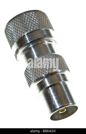 Co-axial male connector for TV aerial cable Stock Photo