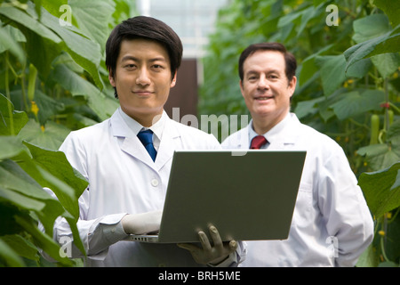 Scientists doing research in modern farm Stock Photo