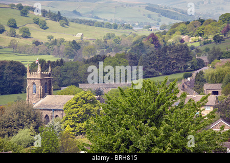 View over Pateley Bridge into  Nidderdale, North Yorkshire Stock Photo
