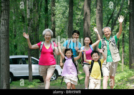 Family on a trip out in the country Stock Photo