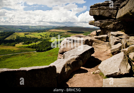 Robin Hoods cave on Stanage Edge in the Peak District National Park Derbyshire England United Kingdom Stock Photo