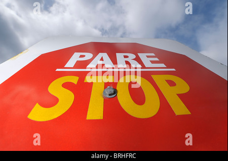 Stop Sign, Ushuaia, Tierra Del Fuego, Argentina Stock Photo