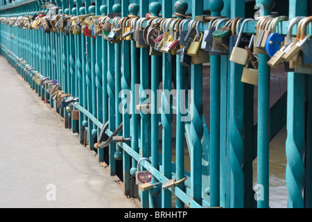 Close-up of Locks of Love, Wroclaw, Lower Silesian Voivodeship, Poland Stock Photo