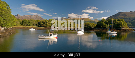 The sheltered boat and Yacht moorings at Bishop's Bay, Loch Leven, Ballachulish, Highland Region. Scotland.  SCO 6810 Stock Photo