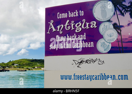 Advertising sign, Antigua, West Indies, Caribbean, Central America Stock Photo