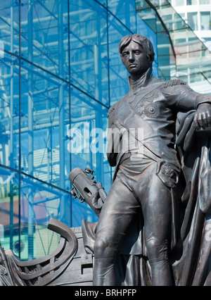 Bronze statue of Horatio Nelson in the Bullring, Birmingham, Great Britain, 2010 Stock Photo