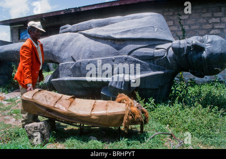 A statue of Lenin left over from the Mengistu years lies dormant in the work's yard in Addis Ababa. Ethiopia Stock Photo