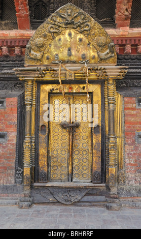 Golden doorway to Mul Chowk, Patan, Kathmandu. Stock Photo