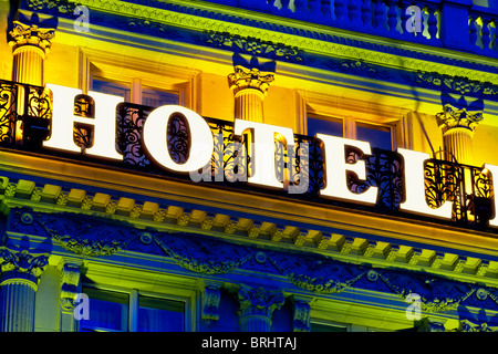 France, Paris, Hotel Sign Stock Photo