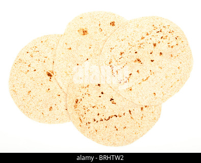 Wholemeal tortilla bread isolated over white background Stock Photo