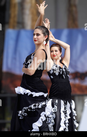 Flamenco dancers perform during Old Spanish Days celebration in Santa Barbara, California Stock Photo