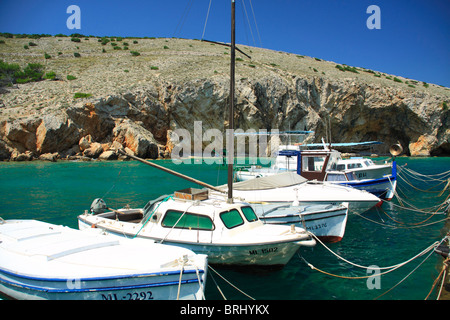 Port in Koromacna Bay near Belej village on Cres Island, Croatia Stock Photo