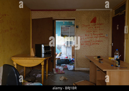 Grafitti on walls of an Abandoned Flat Stock Photo