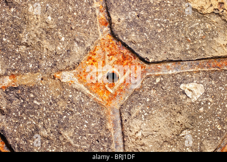 texture of old dirty cracked wall closeup Stock Photo