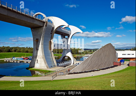 A general view from the south of the Falkirk Wheel visitor attraction on a still and sunny autumn day Stock Photo