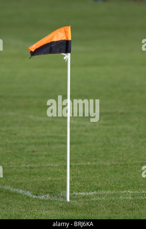 Shot of a corner flag on one of the football pitches on Durdham Down on a Saturday afternoon Stock Photo