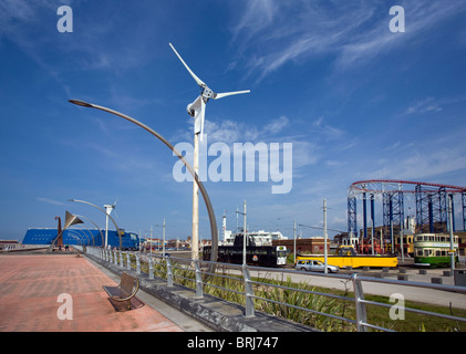 Wind turbine on Blackpool promenade Stock Photo