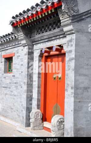 Door in the Beijing Hutongs in China Stock Photo