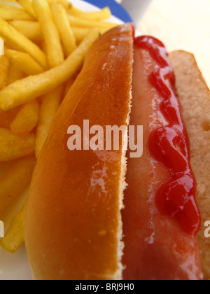 Hot dog and fries Stock Photo