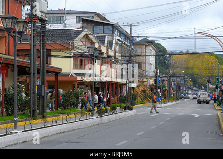 Streets of Puerto Varas, Chilean Patagonia city of Region de los Lagos, Chile Stock Photo