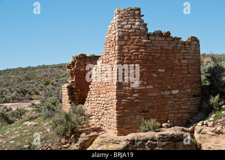 Hovenweep House, Square Tower Unit, Little Ruin Canyon, Hovenweep National Monument east of Blanding, Utah. Stock Photo
