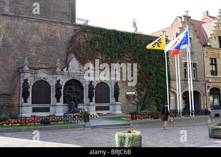 Second world war memorial in the town of Ypres (Ieper) Belgium. Stock Photo