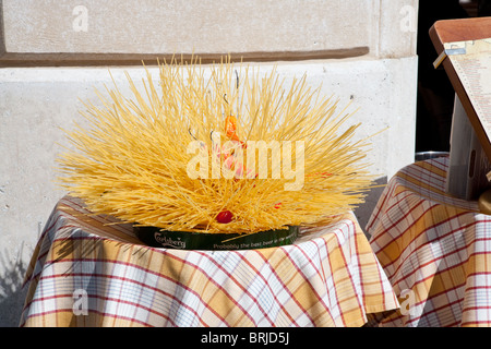 Pasta Spaghetti Italian food uncooked dry dried Stock Photo