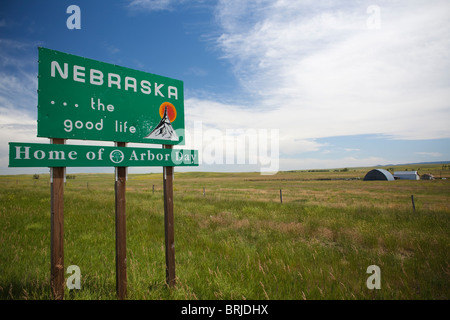 Nebraska road sign Stock Photo