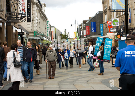 View of shoppers on Northumberland St in Newcastle City Centre, north east england. Stock Photo