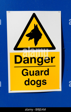 Danger Guard Dogs warning sign notice, London, England, Uk Stock Photo
