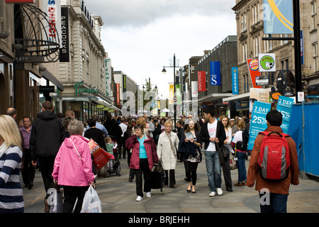 View of shoppers on Northumberland St in Newcastle City Centre, north east england. Stock Photo