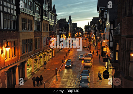 Chester city centre UK at dusk Stock Photo