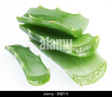 Pieces of aloe vera. Isolated on a white background. Stock Photo