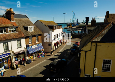 View of Poole quay, Dorset England UK 2010, and shops from Poole Museum roof Stock Photo