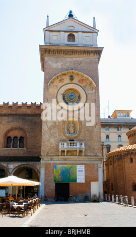 Palazzo della Ragione Torre dell'Orologio (Clock Tower) with it's Astronomical Clock, Mantova, Lombardy Italy Stock Photo