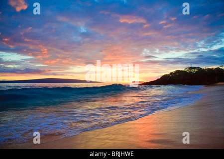 sunset at makena beach on maui Stock Photo