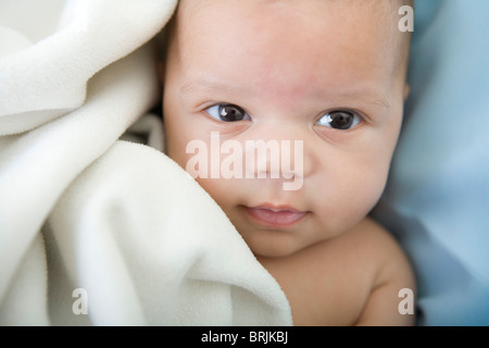 Baby Boy with Blanket Stock Photo