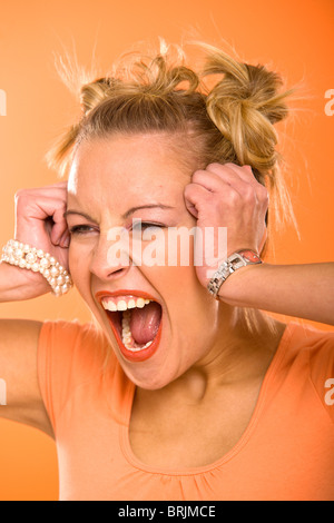 Woman Yelling Stock Photo