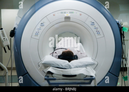 Patient undergoing MRI scan Stock Photo