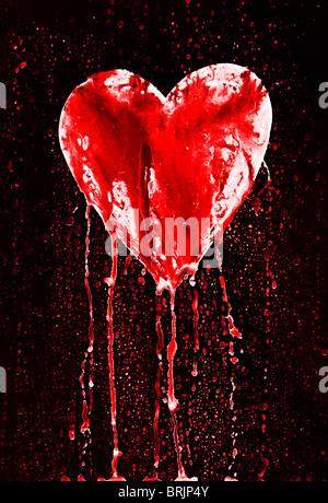 bleeding and broken heart - symbol of love - in grunge style Stock Photo