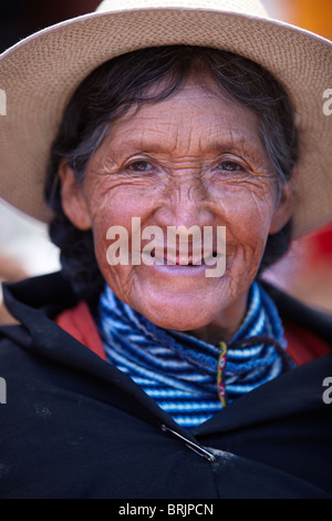 a local woman in the market at Tarabuco, Bolivia Stock Photo