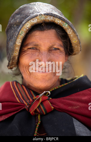 a local woman in the market at Tarabuco, Bolivia Stock Photo