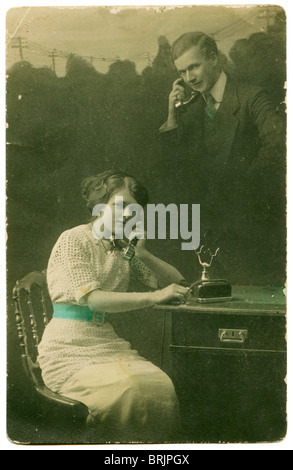 Young couple talking on the phone Stock Photo