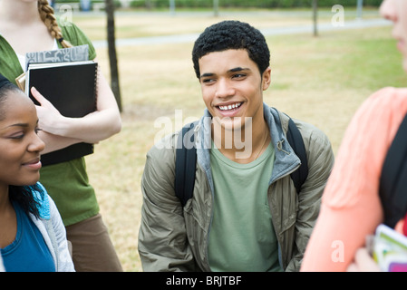 Teenage boy with high school friends, portrait Stock Photo