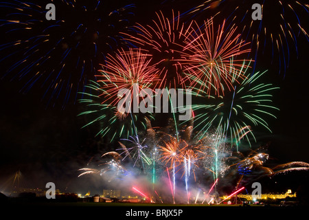 The 2010 British Musical Fireworks Championship pyro musical  display, exploding firework competition in Victoria Park, Southport, Merseyside, UK Stock Photo