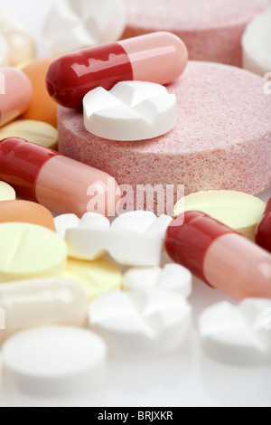 closeup of a pile of medicine, shallow depth of field Stock Photo