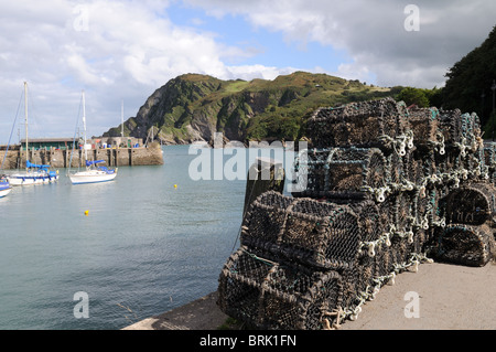 Lobster pots on Ilfracombe Harbour North Devon England UK GB Stock Photo